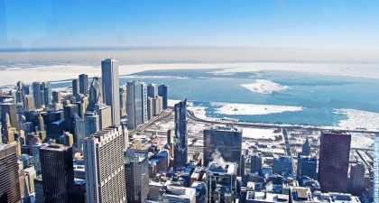Millennium Park Chicago vom Willis Tower aus gesehen