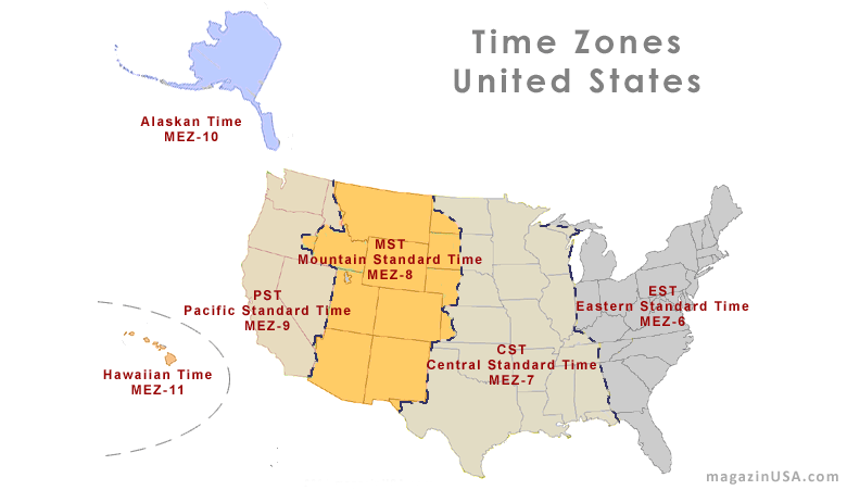 Zeitzonen Amerika Deutschland