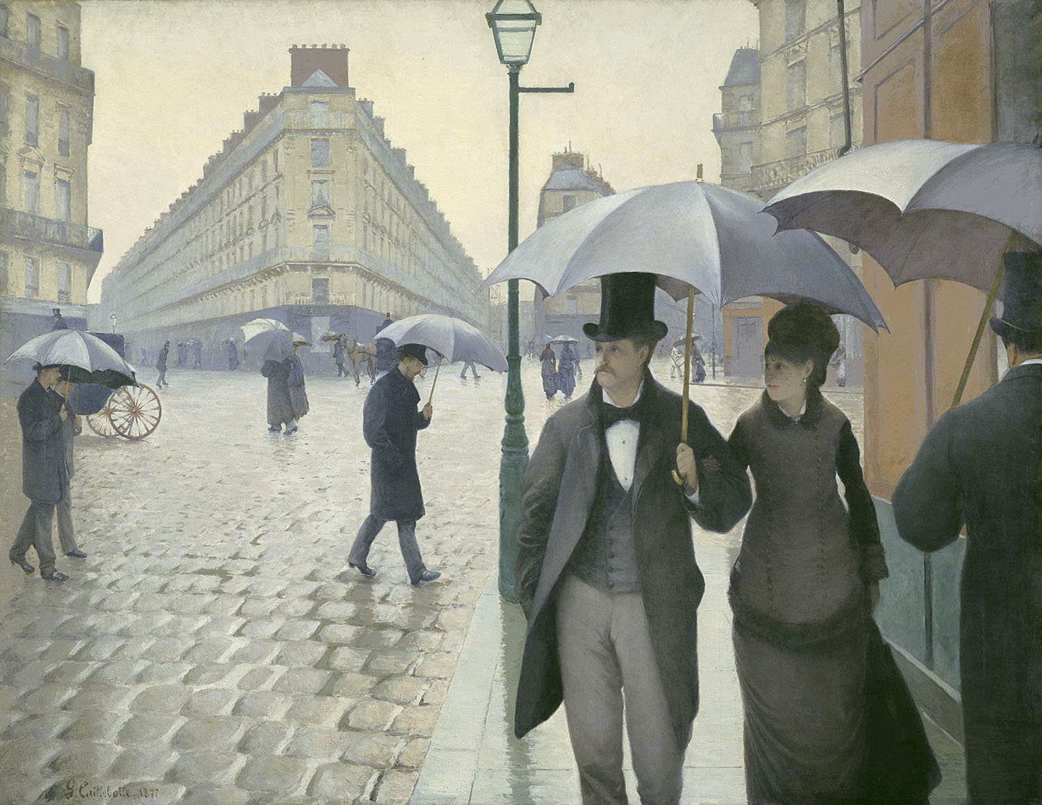 Straße in Paris an einem regnerischen Tag — zu sehen im Art Institute of Chicago
