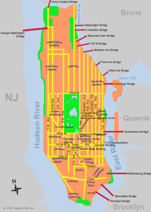 Manhattan Karte -- New York City