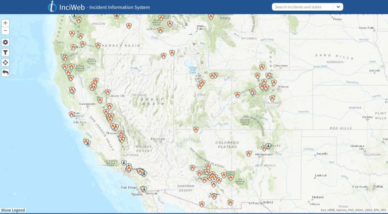 Waldbrände / Feuer in Kalifornien, Colorado und dem Westen der USA (Karte, aktuell)